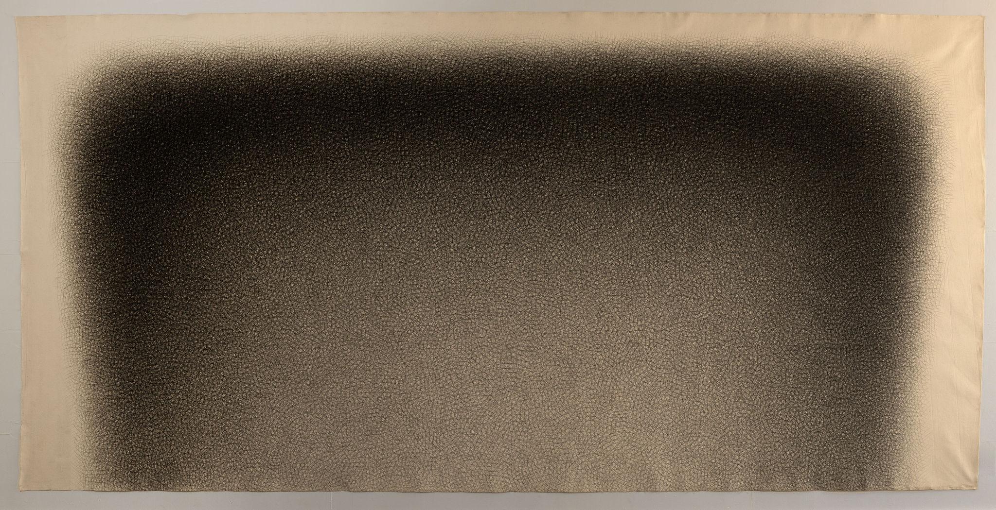 Jack Scott Abstract Drawing - "Light Black Blur #2" Charcoal Cross-Hatch Drawing Canvas 1978 Monumental Piece
