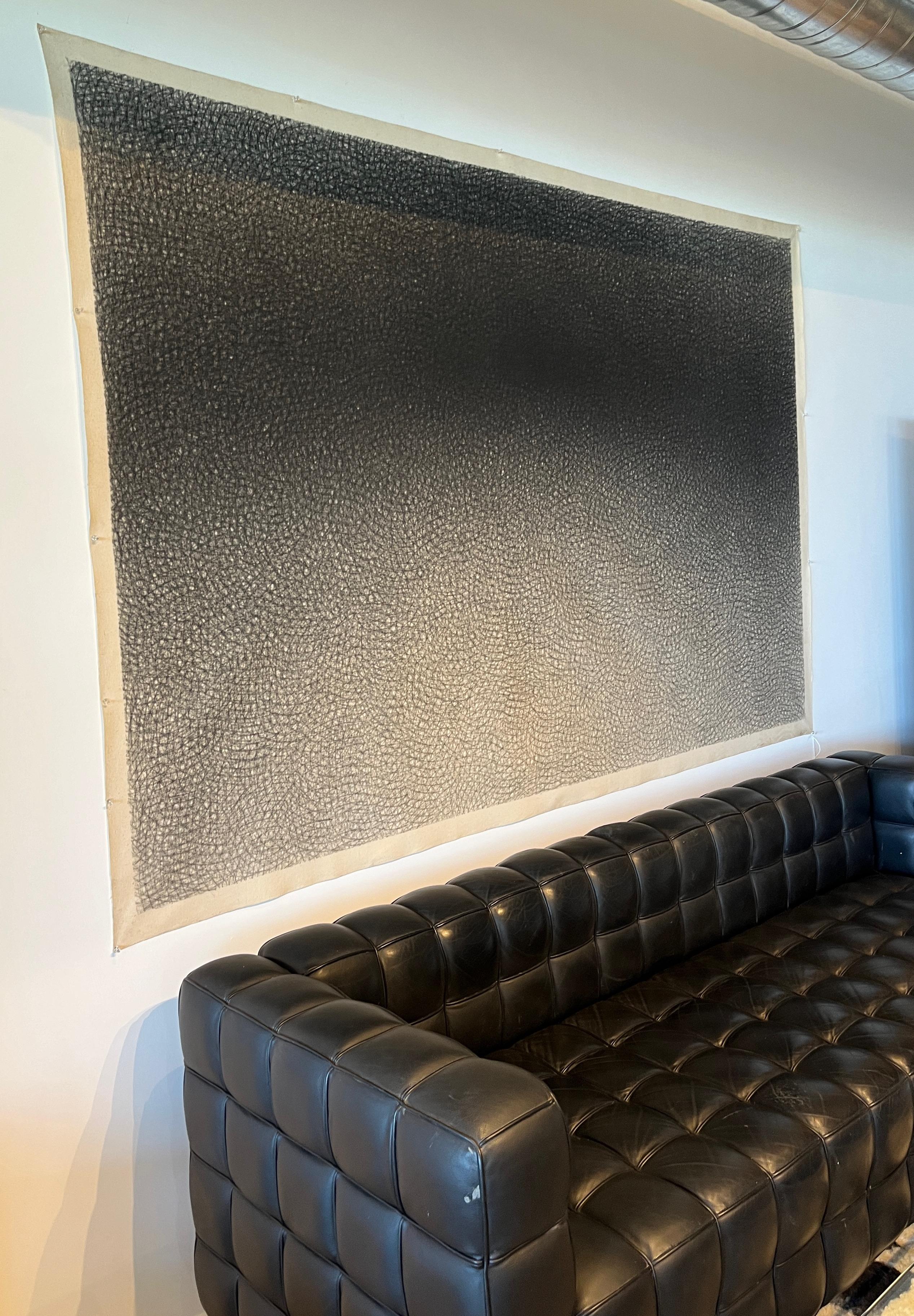 « Black Arc, High Arc », dessin de croix croisée au fusain sur toile de Jack Scott, 1976 en vente 14