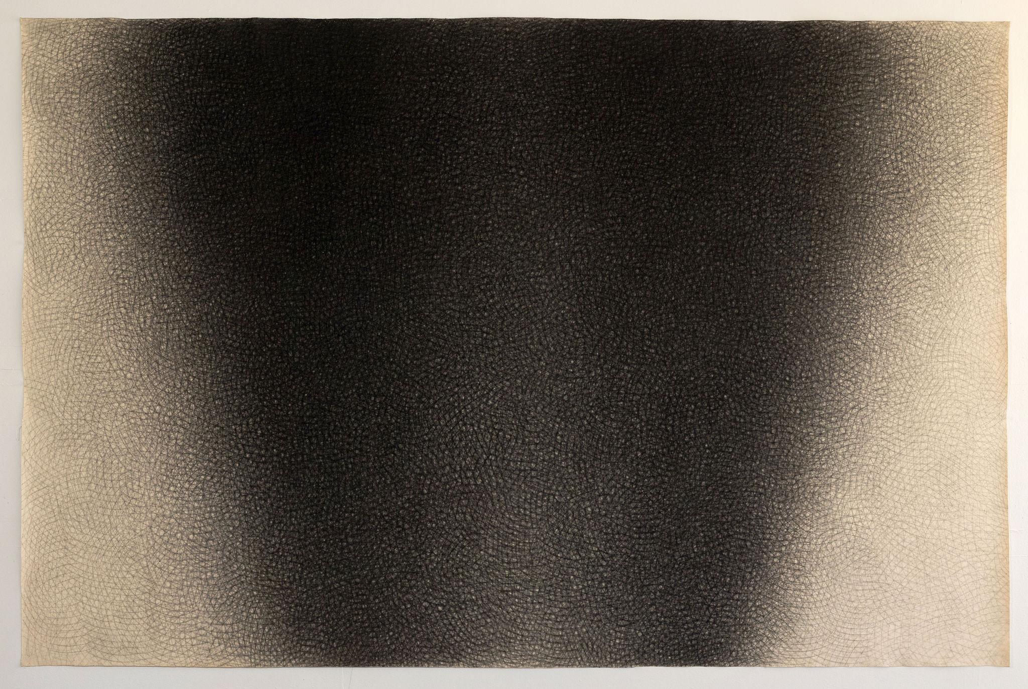 "Black Drawing (Introductions)" Charcoal Cross-Hatch Drawing on Canvas 1976  - Art by Jack Scott