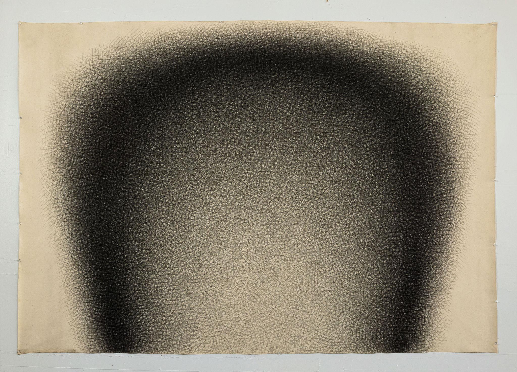 Jack Scott
"Clear Lobe"
1-77
Charcoal on unprimed canvas sprayed with custom fixative
83.25'x57" unstretched
Signed, titled and dated in pencil on reverse

This canvas is a testament to the artist's meticulous craftsmanship and creative vision. The