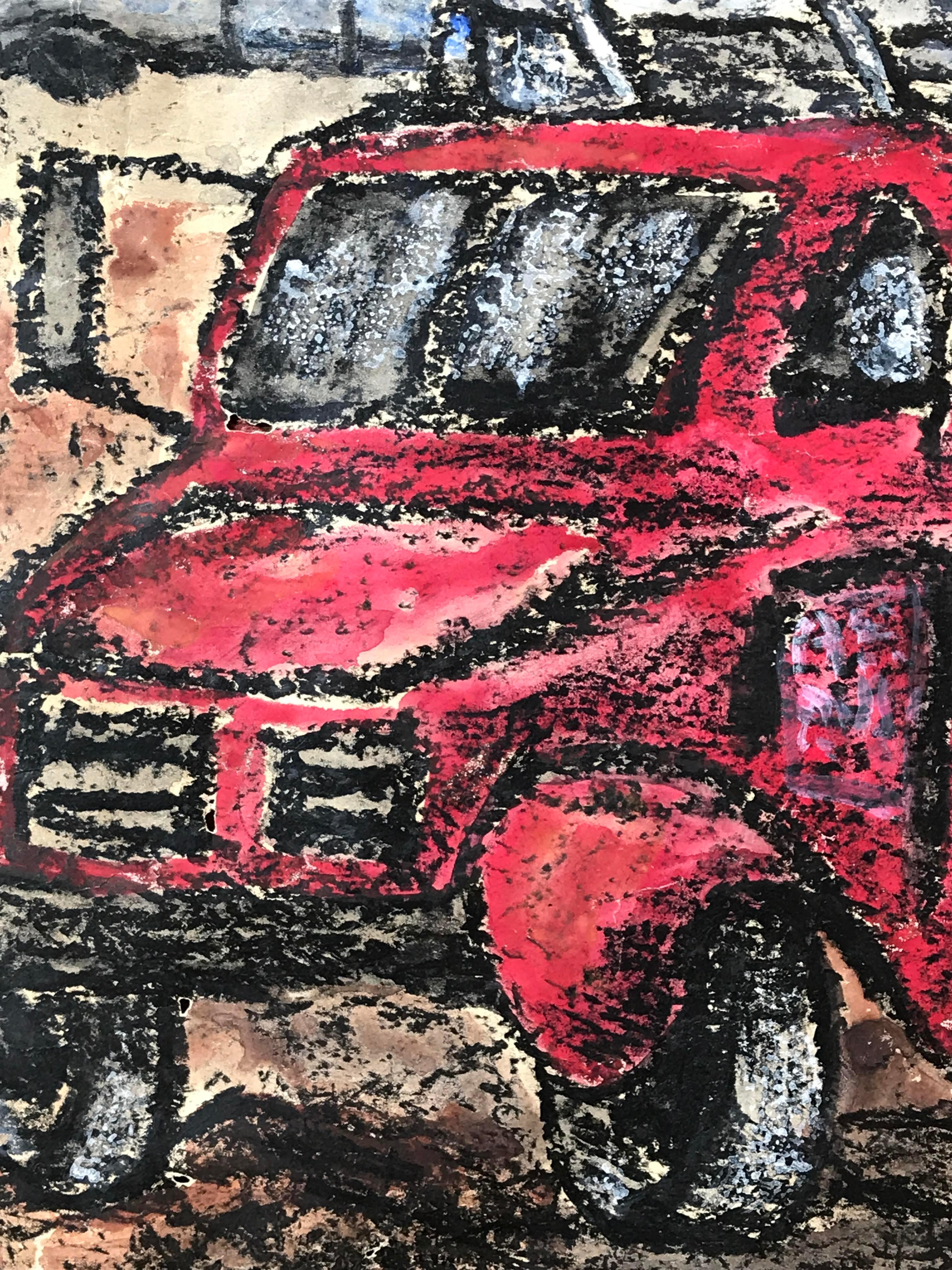 Gloria Dudfield
Construction Workers and Red Truck
6-16-64
Pastel and Watercolor
41 1/2