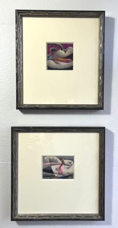 1990s Mixed Media "Micro Biomorphic Abstract Drawing II"