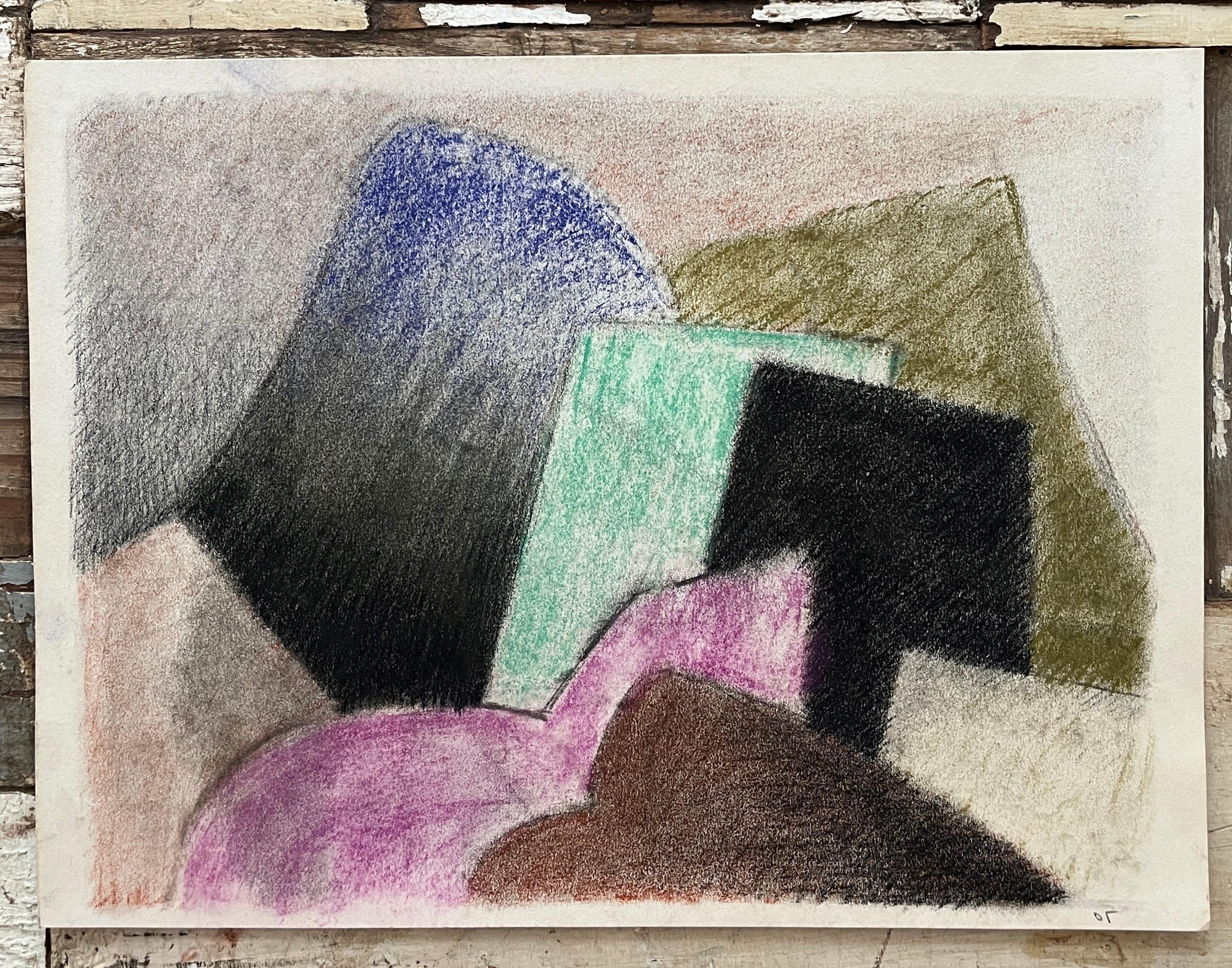 Dessin abstrait cubiste des années 1980 