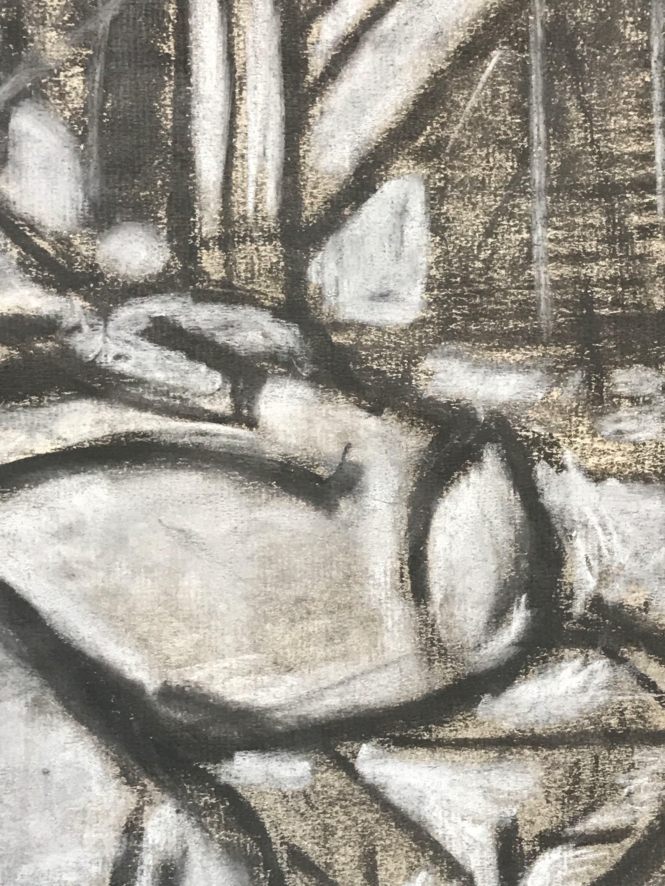 Dessin au fusain figuratif du milieu des années 1940 