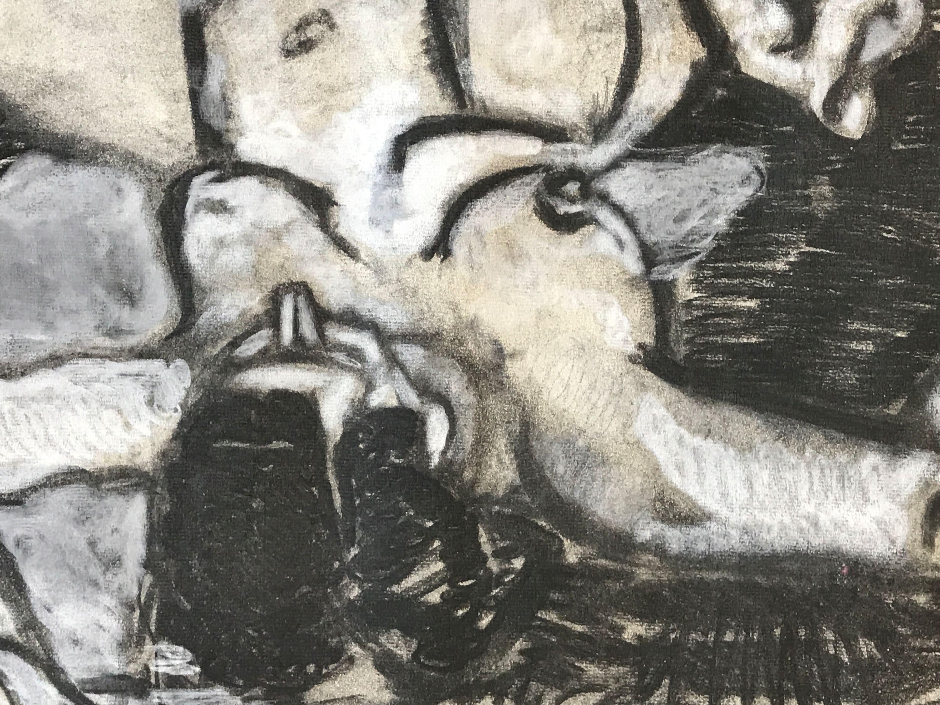 Dibujo figurativo al carboncillo de los años 40 