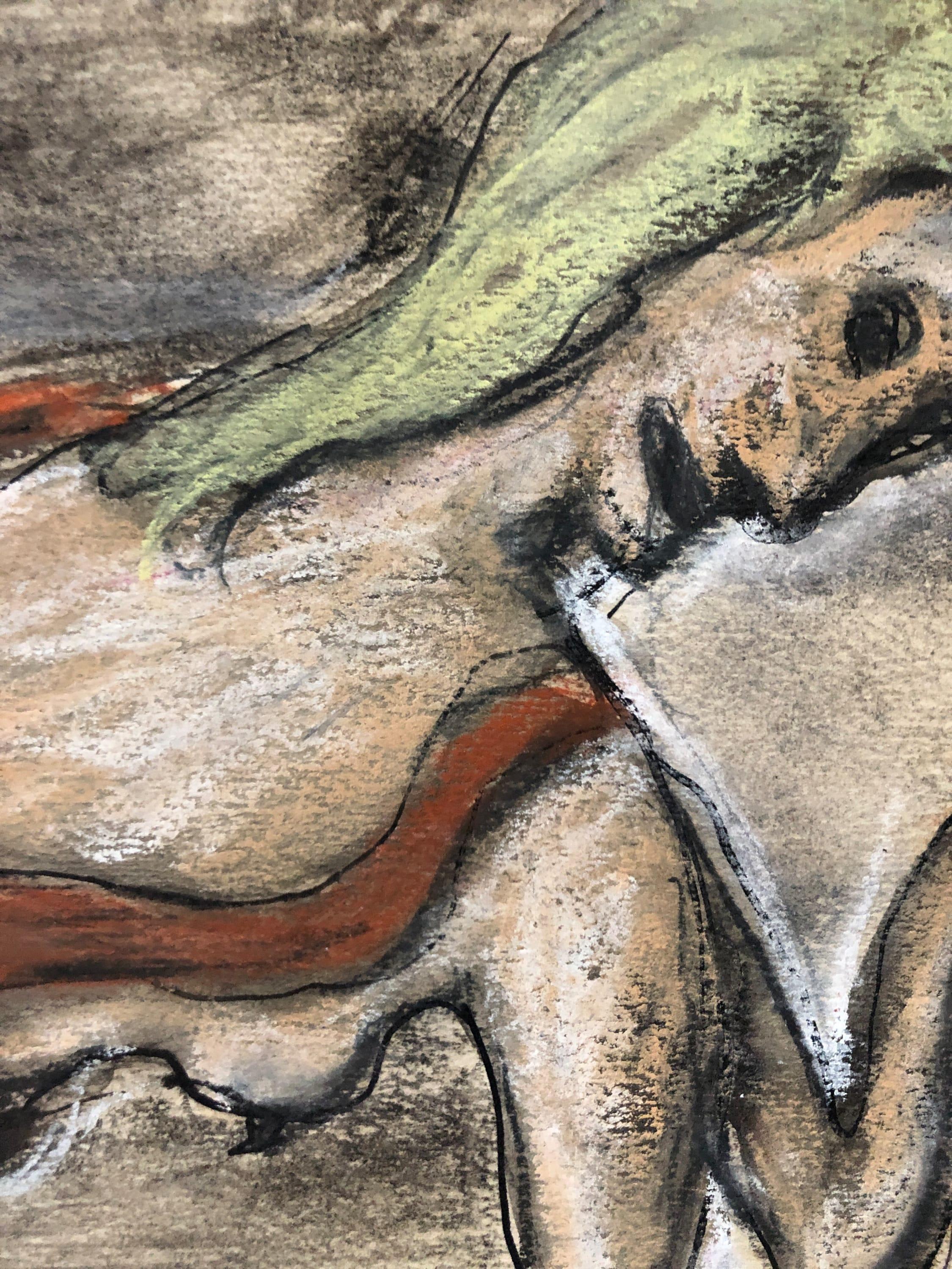 Figura femminile di Bizare, lavata a inchiostro, originale dell'artista di New York, metà del secolo scorso - Mixed Media Art Astratto di Peter Passuntino