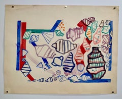 Natura morta acquerellata degli anni '60 "Fondo dell'Oceano