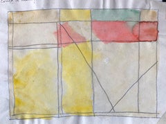 "Could Be Healing" 1970s Watercolor Abstract Painting with Pencil NYC Artist
