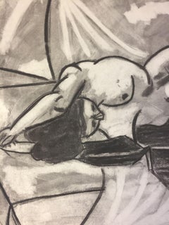 1950s Vintage Charcoal Female Nude Study by Henry Woon