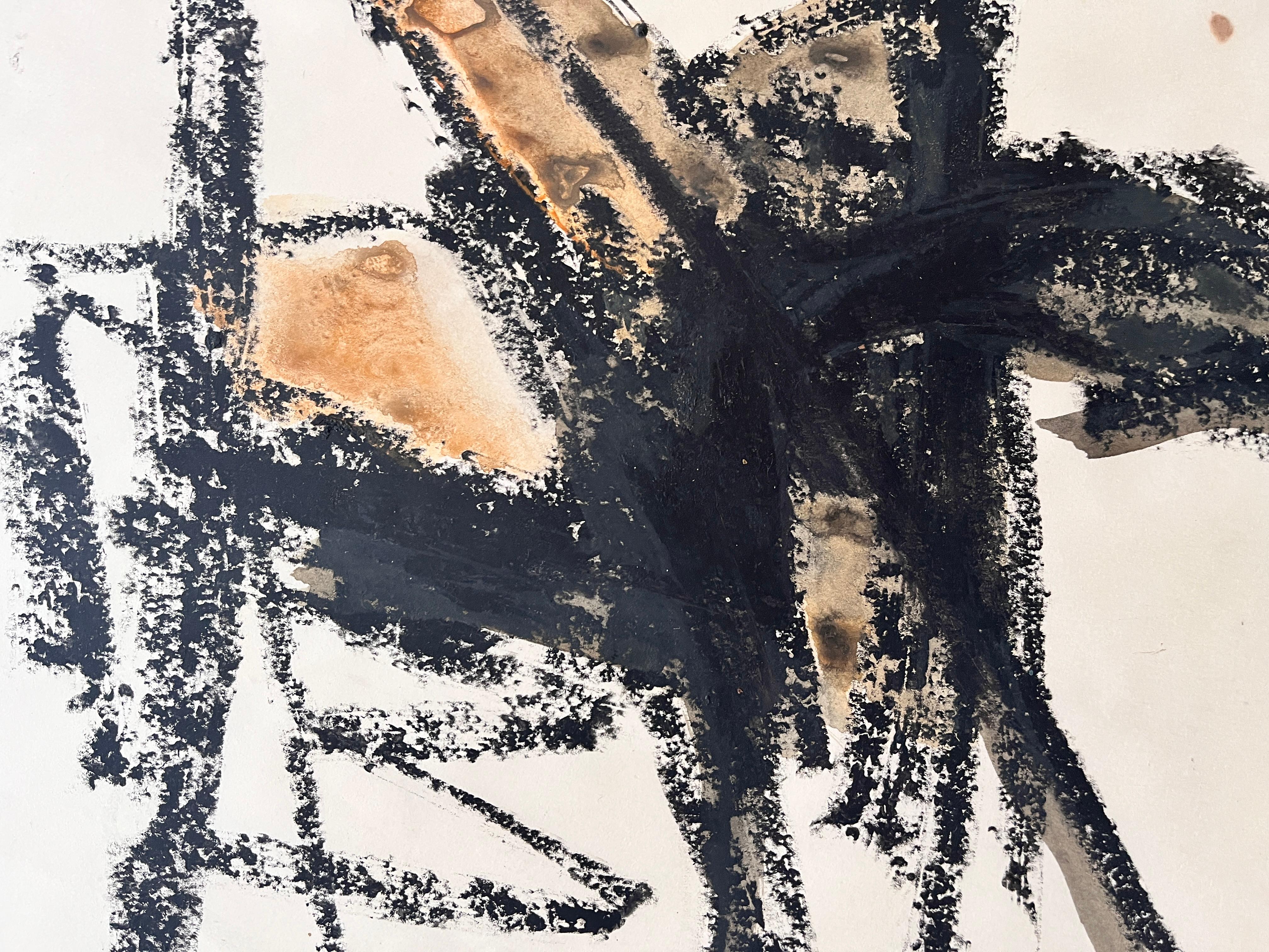 Abstrakte SF-Künstlerin „Red Landing“, Gouache und Ölpastell, abstrakt, 1960er Jahre im Angebot 8