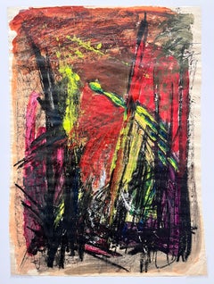 Artiste féminine de la région de la baie du milieu du siècle dernier, néon Comet, gouache et huile pastel abstrait