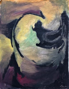 Peinture figurative du milieu du siècle dernier, gouache et huile au pastel, années 1960, Bay Area Female Art