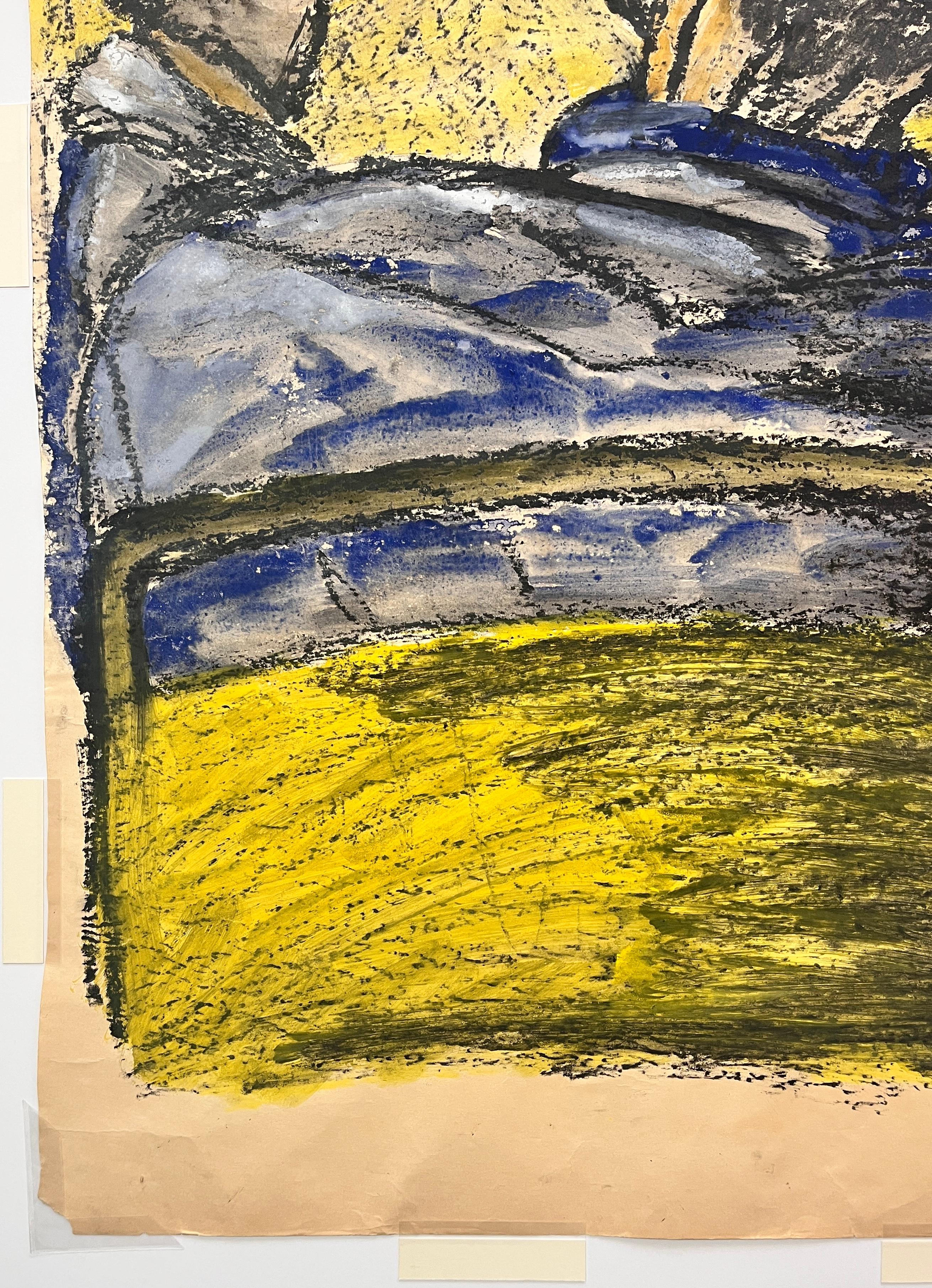 Guazzo e pastello a olio figurativo del 1960 SF 