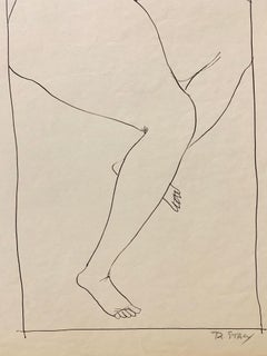 1950s "Hand Over Head I" Mid Century Figurative Ink University of Paris