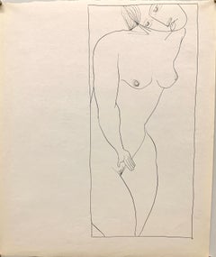 1950s "Head Tilt" Mid Century Figurative Ink Drawing The Art Students League