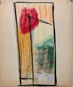 1950er Jahre ""Red Sun"" Mid Century Abstrakte Kunst Students League NYC