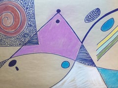 Mid Century Abstract Expressionism Drawing, Ink & Pastel, c.1950s