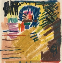 1960s "Our House" Pastel Impressionist Landscape Drawing NYC Female Artist