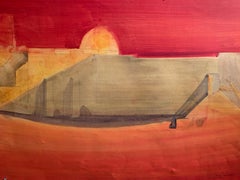 1988 "Mur des Lamentations Jerusalem" Abstract Landscape Painting Benoit Gilsoul