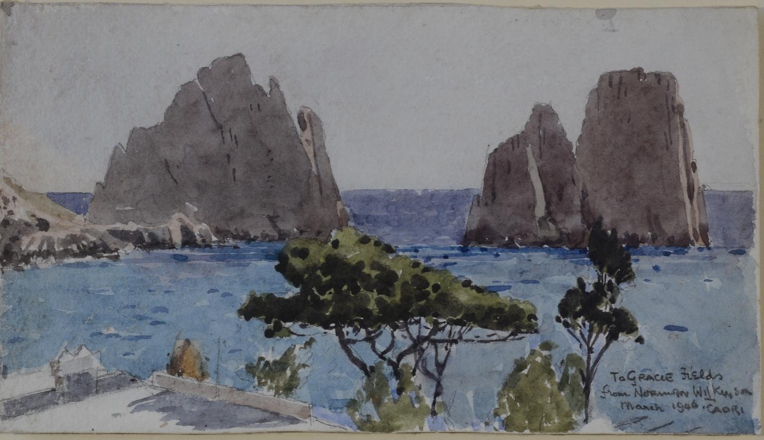 Norman Wilkinson CBE PRI Landscape Art - "Capri from Gracie Fields Villa"
