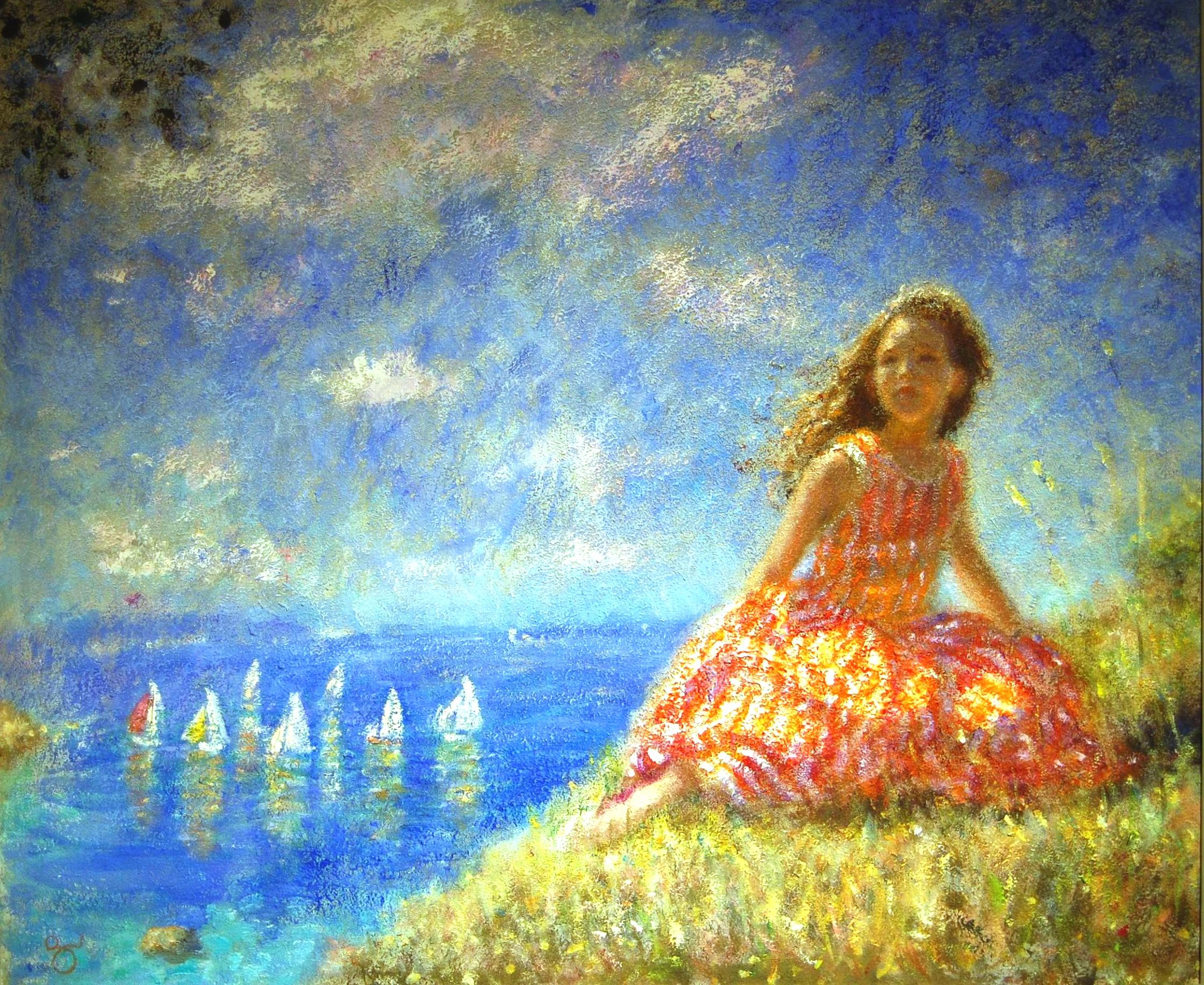 Rene  Legrand Figurative Painting - "Emily overlooking Falmouth"