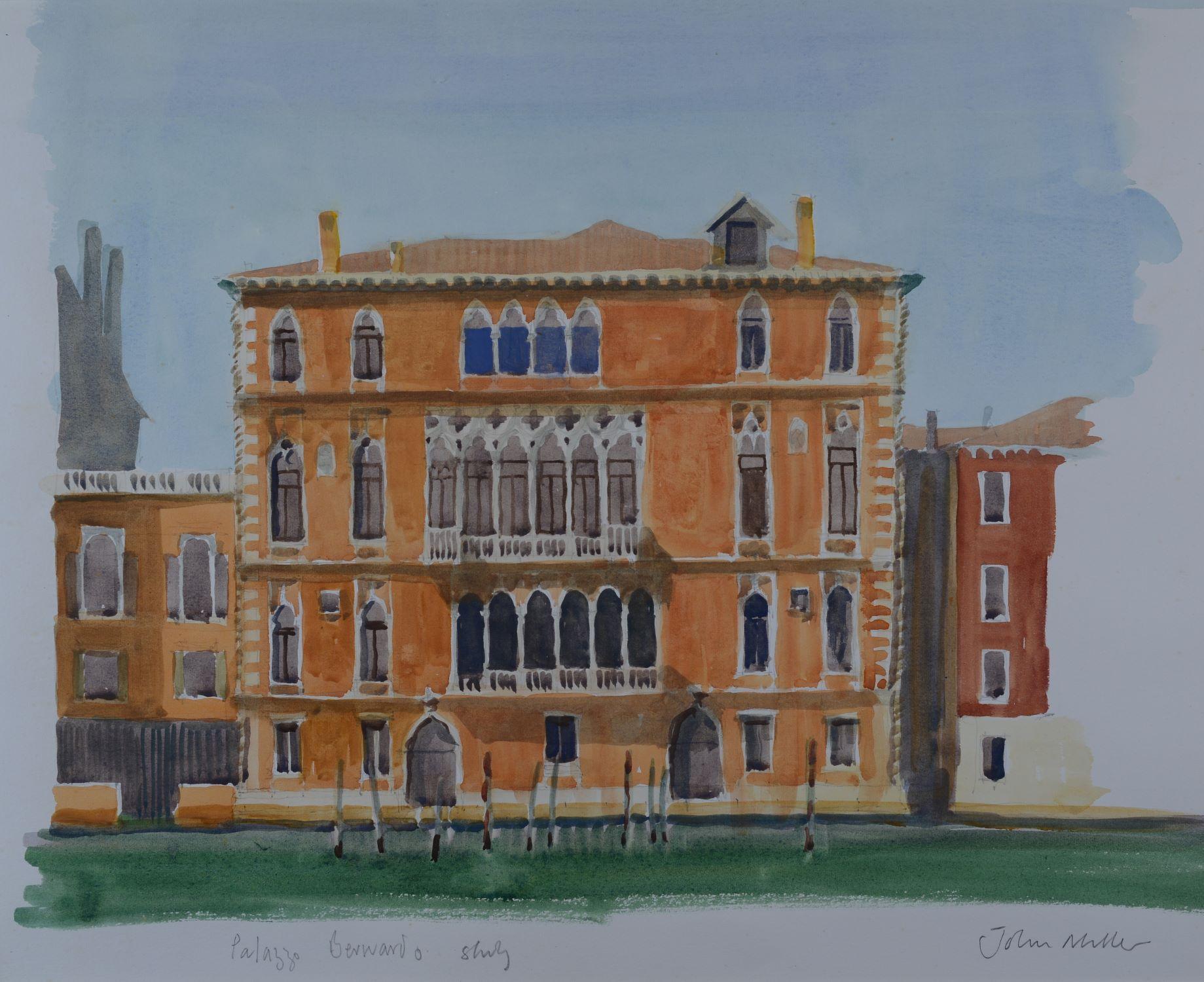 Palazzo Bernardo, Venedig  Großes Aquarellgemälde des Palazzos am Grand Canal