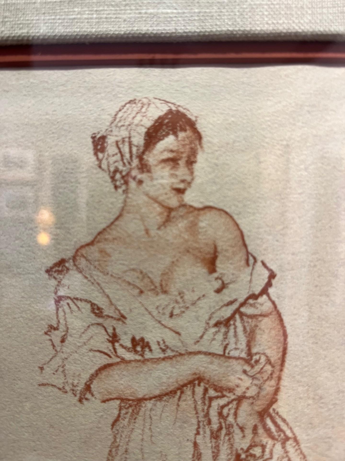 Twentieth Century Figurative Semi Nude Model Conte Crayon Drawing - Romantic Art by William Russell Flint
