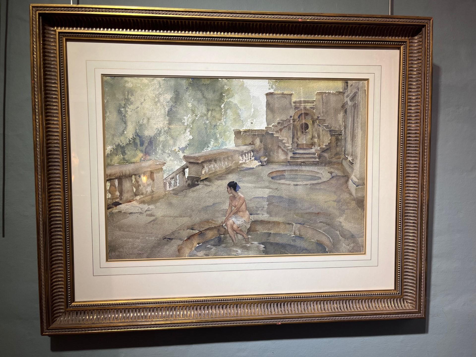 Cecilia Lake Orta - Naked model in beautiful Villa Italy original watercolour - Post-Impressionist Art by Sir William Russell Flint RA ROI 