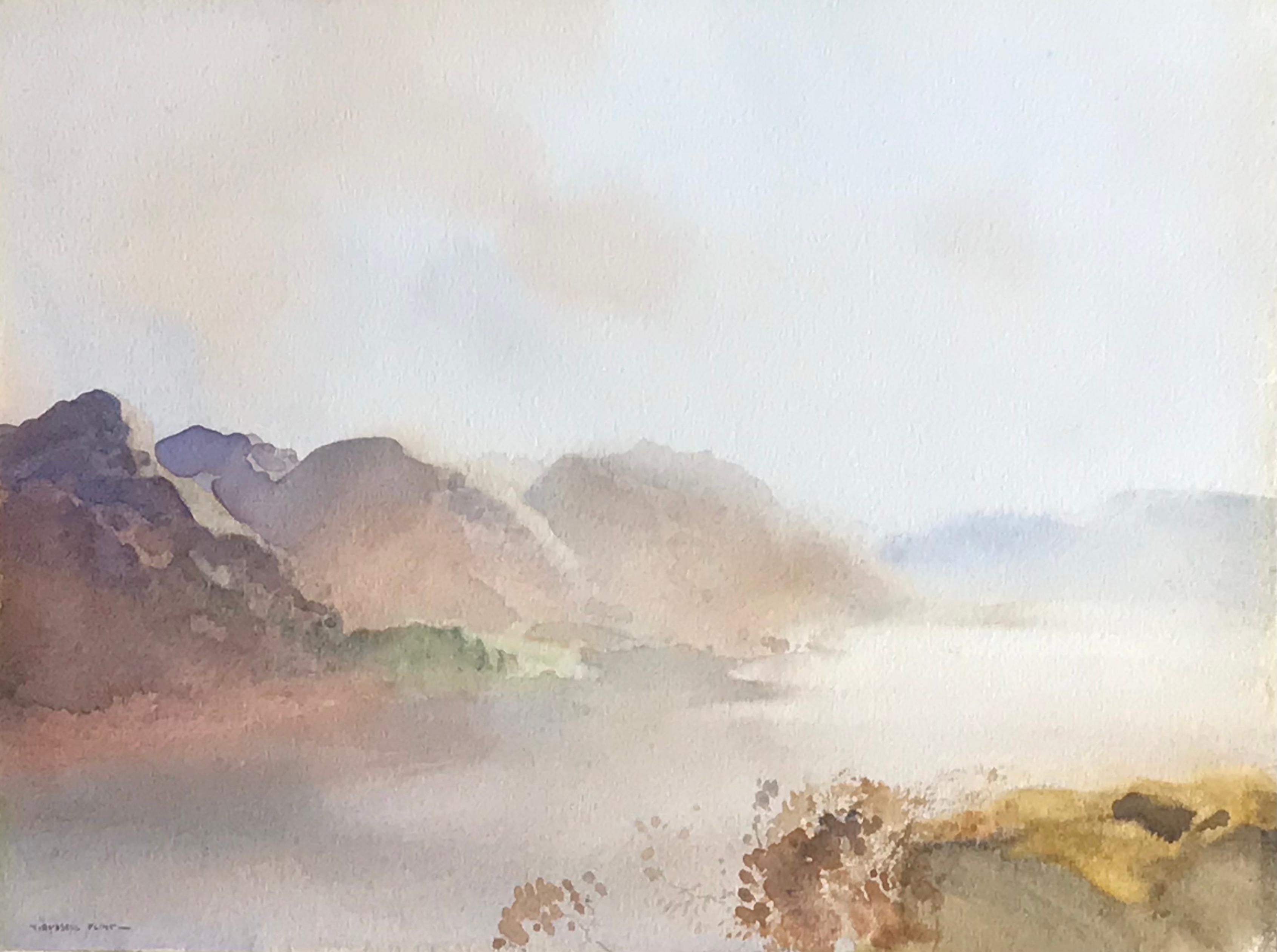 Beautiful, Misty landscape of Loch Earn, Scotland Original Watercolour Framed - Art by Sir William Russell Flint RA ROI 