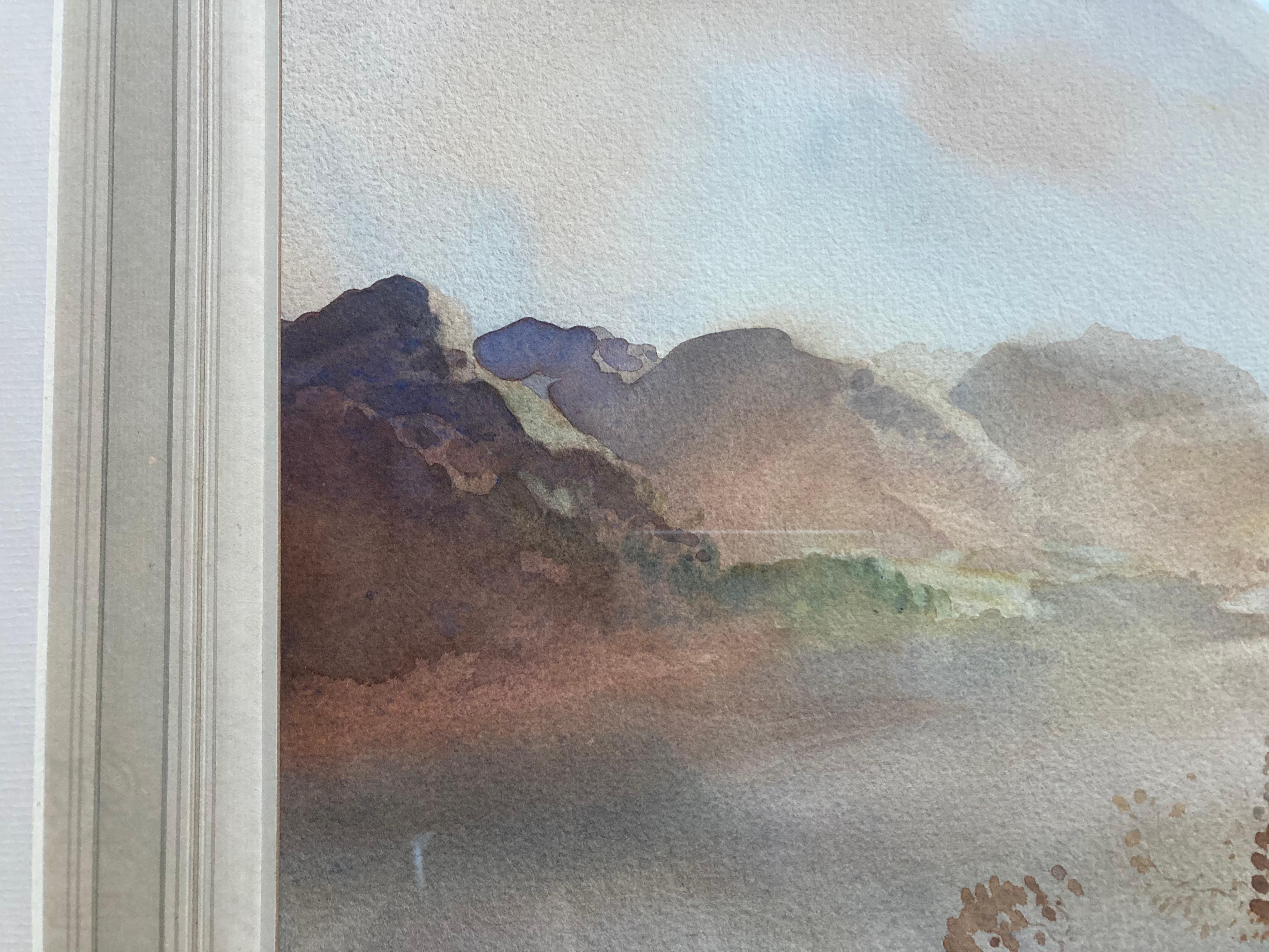 Beautiful, Misty landscape of Loch Earn, Scotland Original Watercolour Framed - Post-Impressionist Art by Sir William Russell Flint RA ROI 