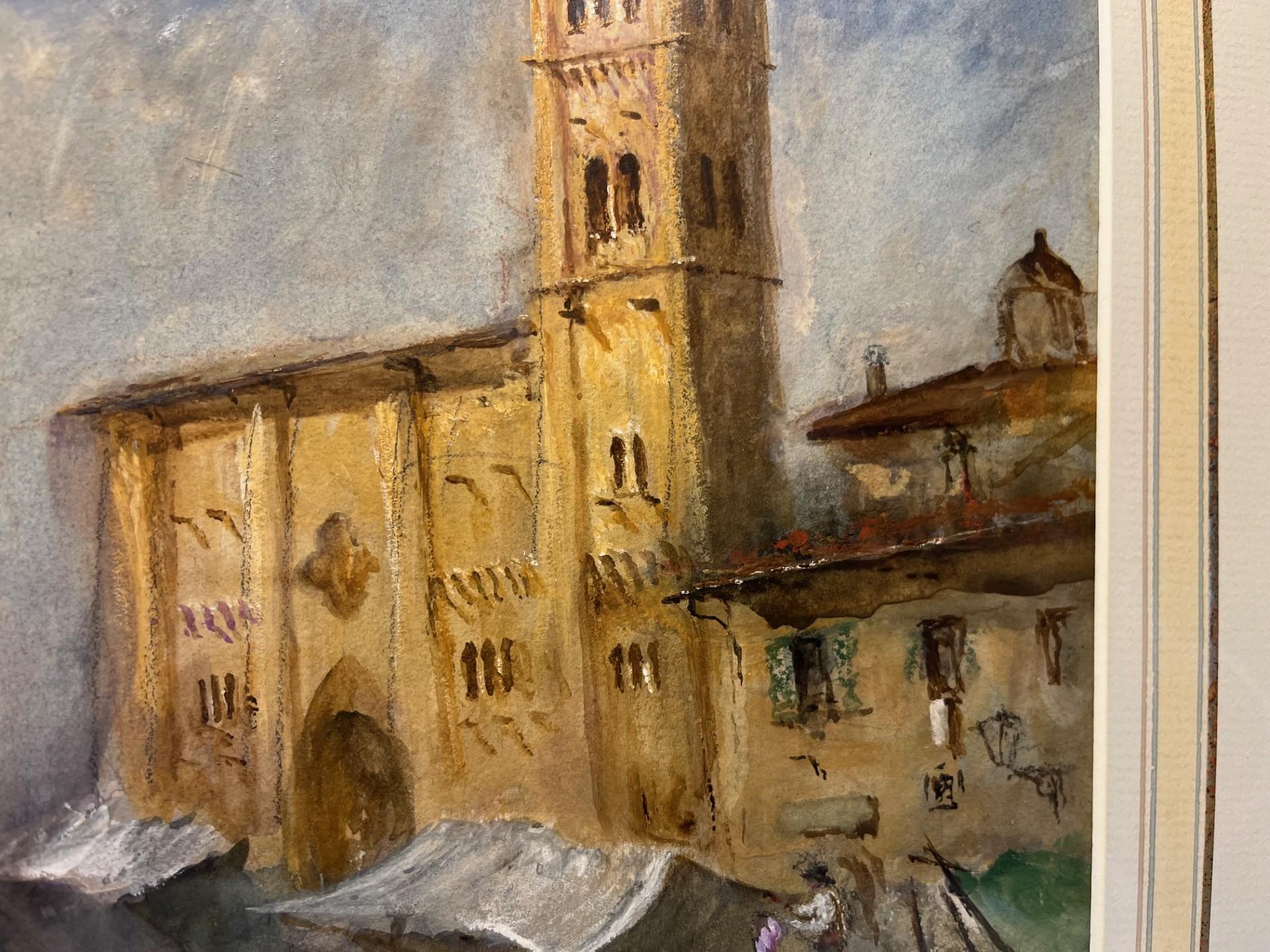 Paisaje victoriano Acuarela de una escena del mercado callejero de Venecia al estilo de Turner en venta 1