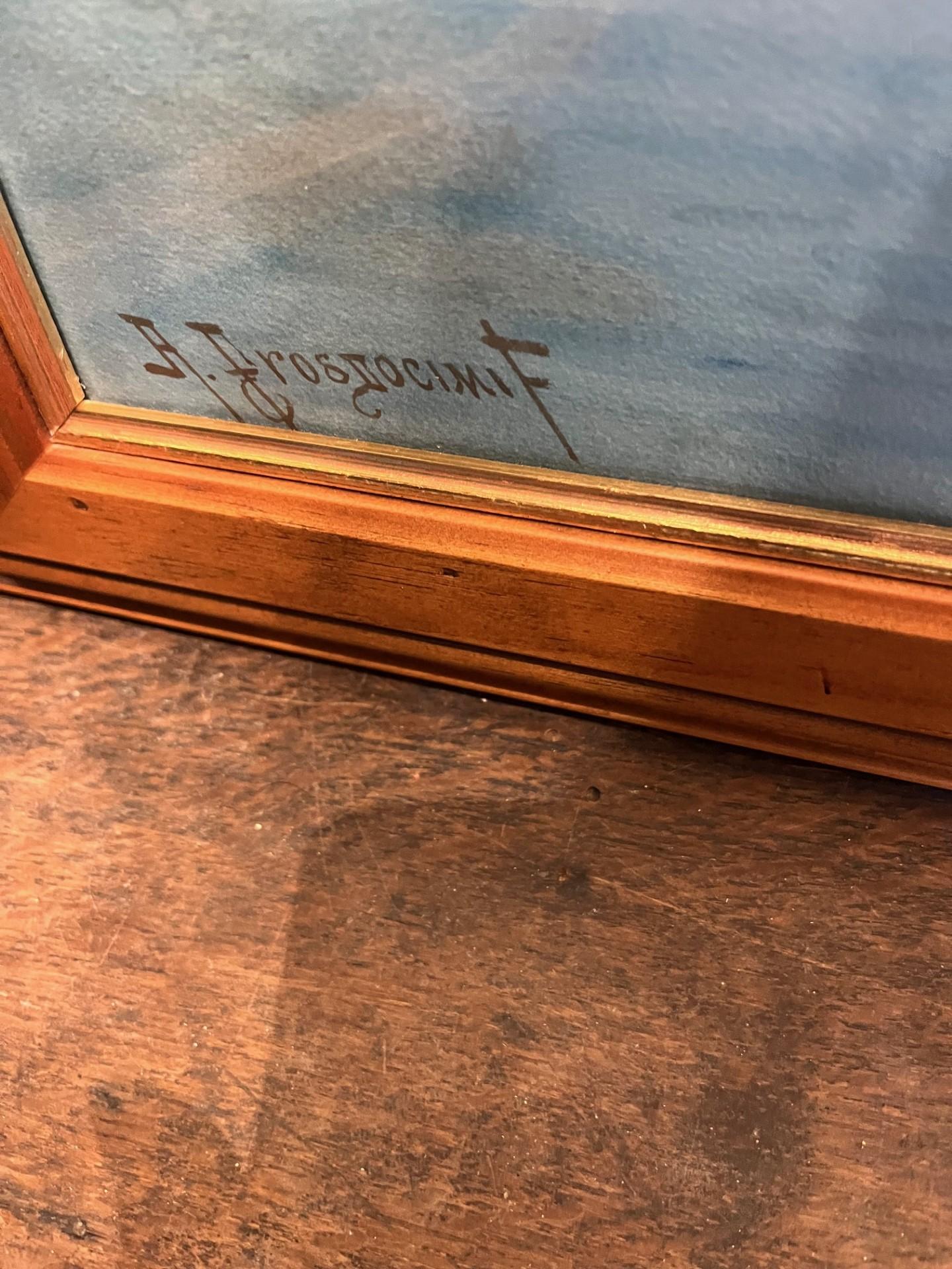Paesaggio dei primi del Novecento Villa sul lago di Como Acquerello sui laghi italiani in vendita 4
