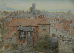 Early Twentieth Century Watercolour Landscape of Mill on River  Ludlow, England