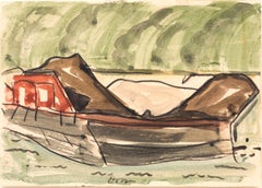 Red Barge II, Arthur Dove, 1932 ( Modernist Watercolor of Boat)