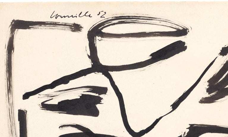 Untitled, Corneille, 1952 (Expressionist Abstract Ink Painting) - Abstract Expressionist Art by Guillaume Cornelis van Beverloo (Corneille)