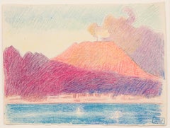 Mountain Landscape, Joseph Stella, Unknown Date, Colored Pencil Drawing