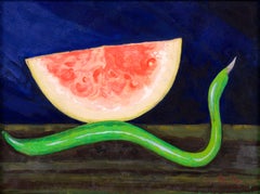 Watermelonand Zucchini, Joseph Stella, Unknown Date, Gouache and Pencil on Paper