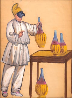 Pulcinella, Joseph Stella, Unknown Date, Figurative Gouache Painting on Paper