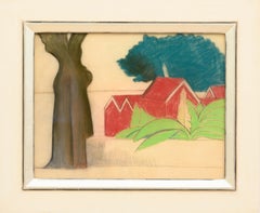 Bâtiments rouges, Barbade, Joseph Stella, pastel et crayon sur papier