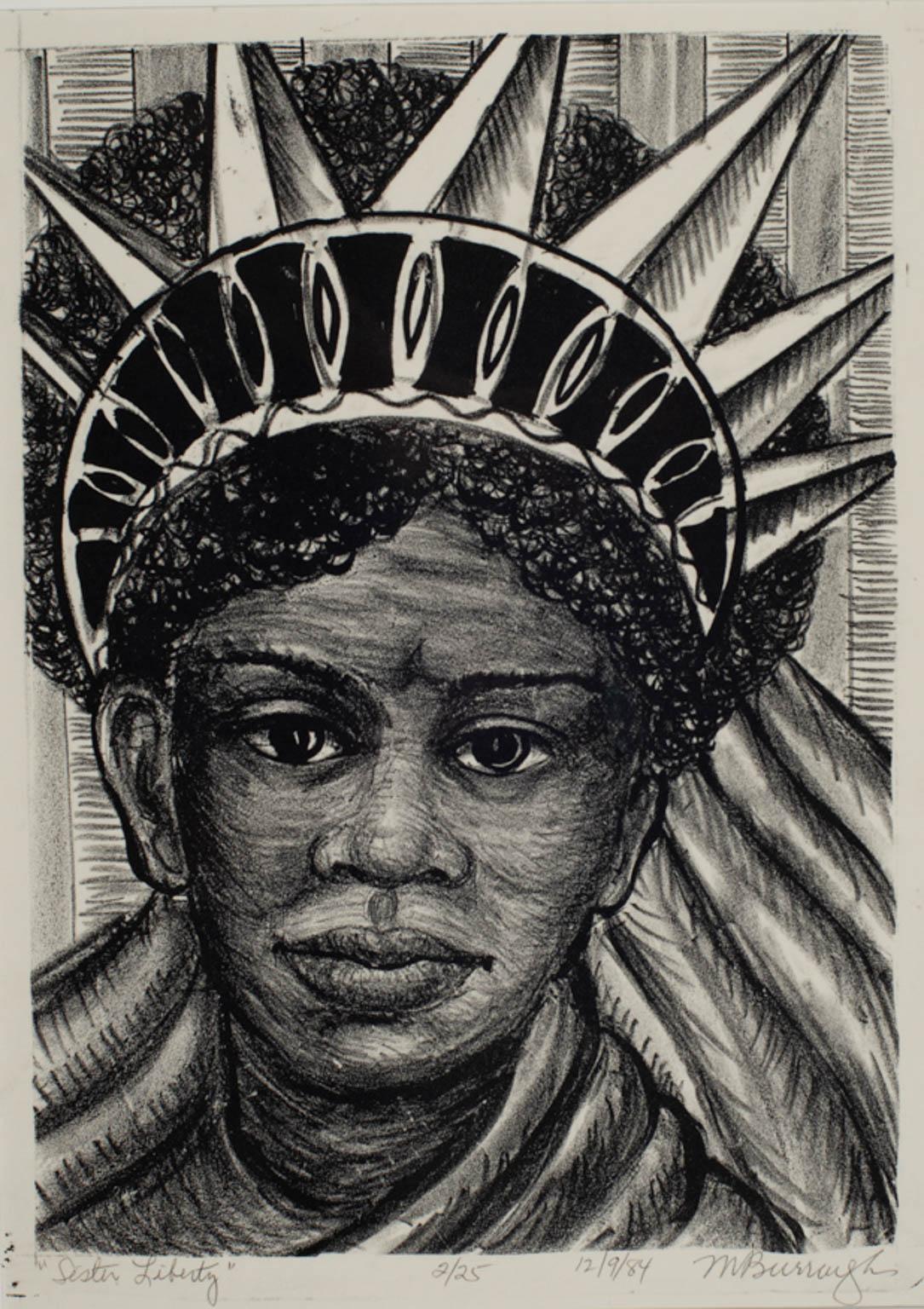 Dr. Margaret Taylor-Burroughs Figurative Print - Sister Liberty
