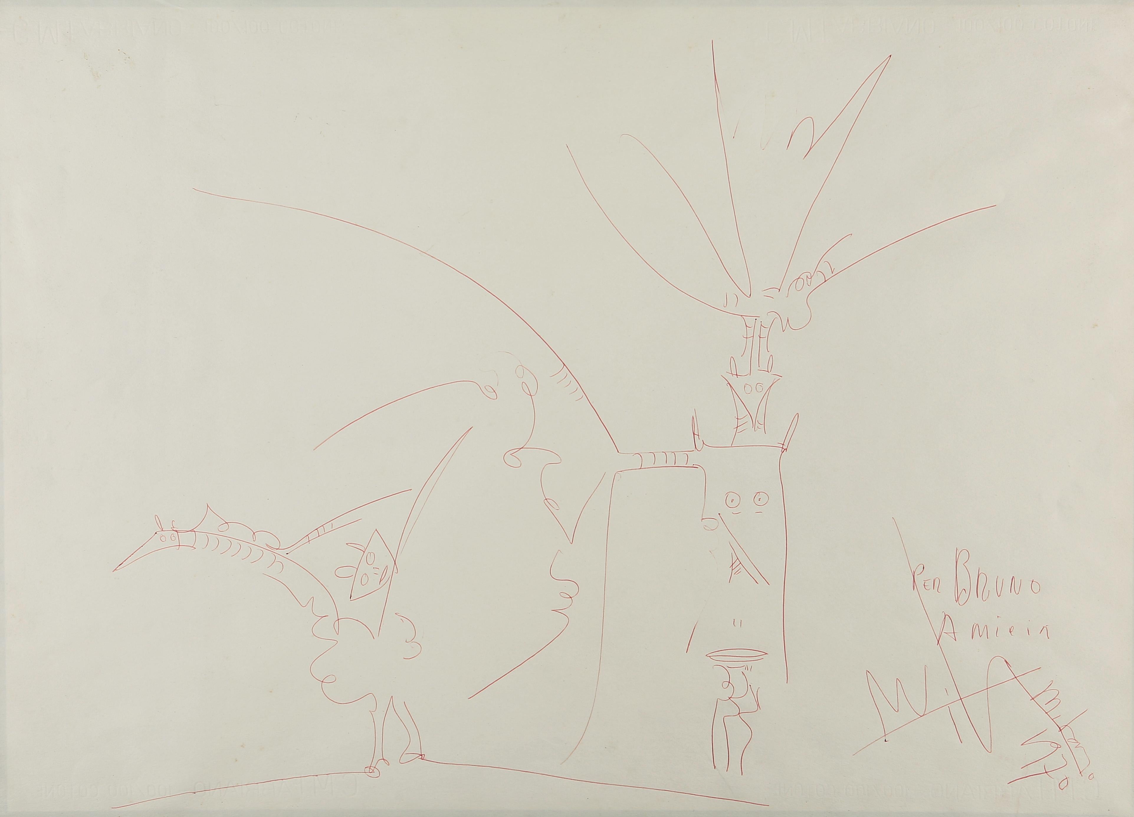 Wifredo Lam Abstract Drawing – Unbenannt