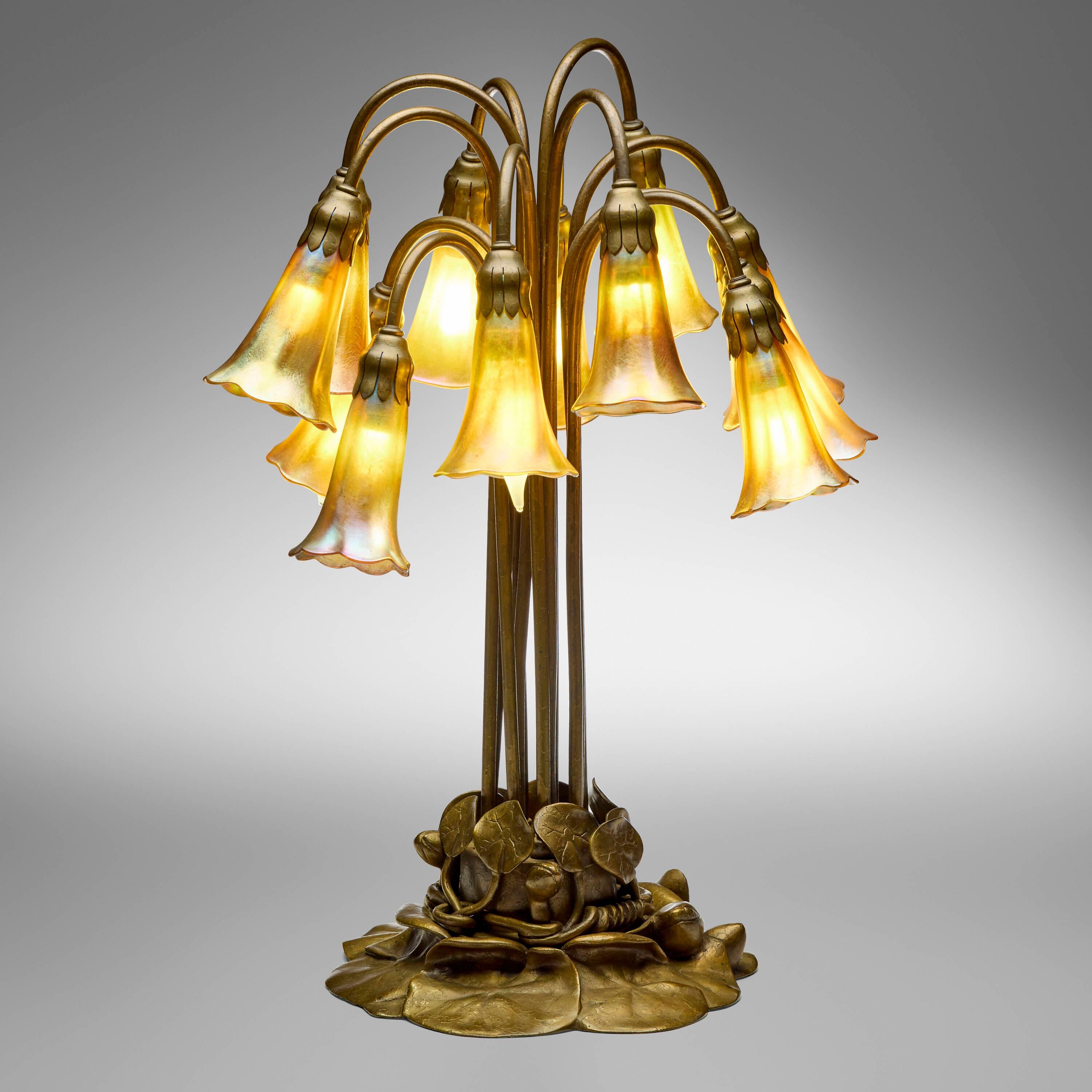 Tiffany Studios Twelve light Lily table lamp, ca. 1910 - Art by Louis Comfort Tiffany
