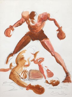 Ernie Barnes: Sketch for boxing No. 2