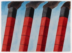 Emilio Sanchez, Tag des Schornsteins, Aquarell