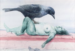 Roberto Fabelo, Aquarell: „Esmeralda an der Uferpromenade“, 1996