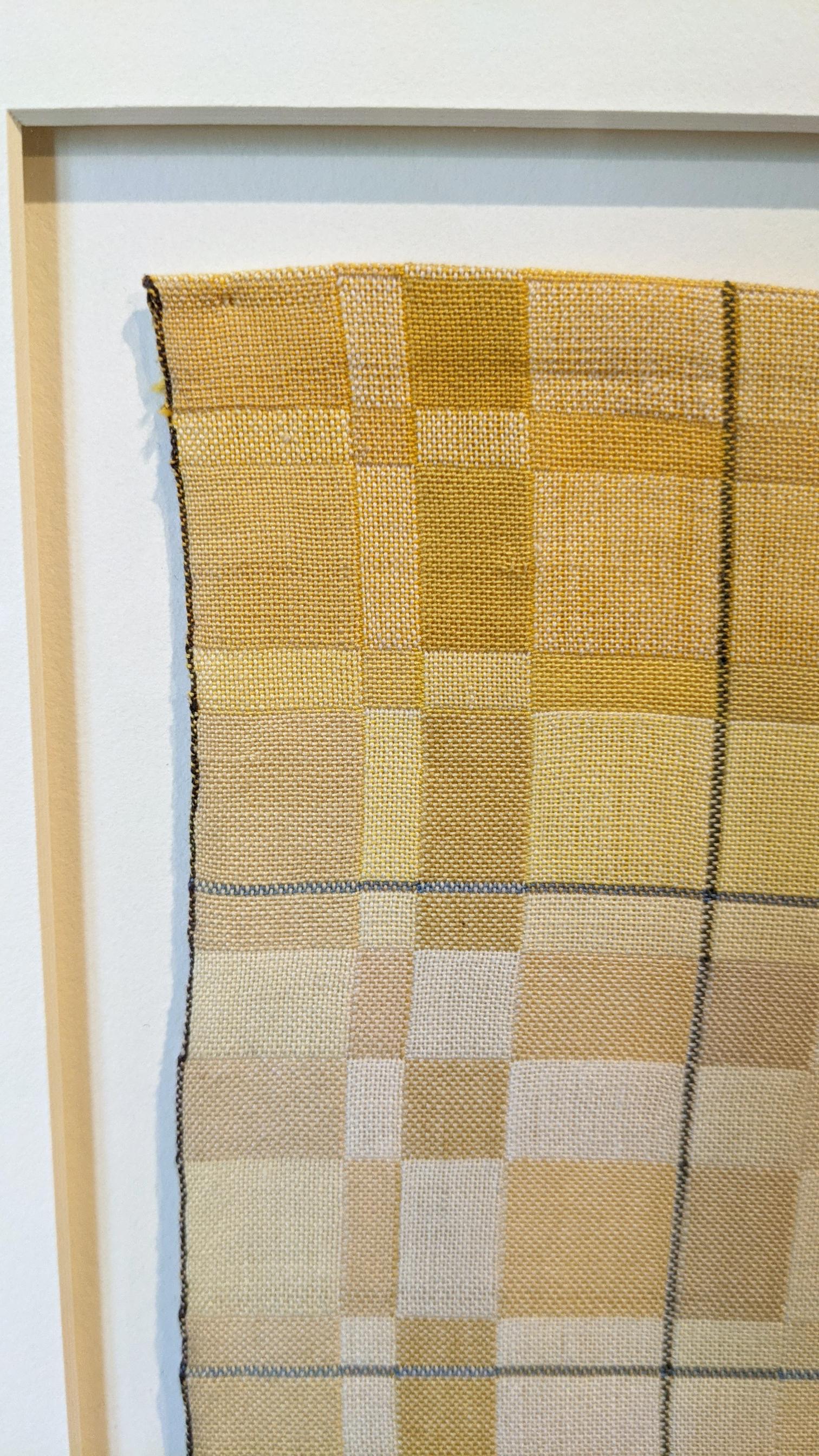 November Gold, 11.5 x 17 inches (Framed size: 19 x 24 inches), fiber cotton sewing thread & gold leaf, $1,600

Sharon Alderman has published two weaving instructional books and traveled the world conducting workshops about the techniques she has