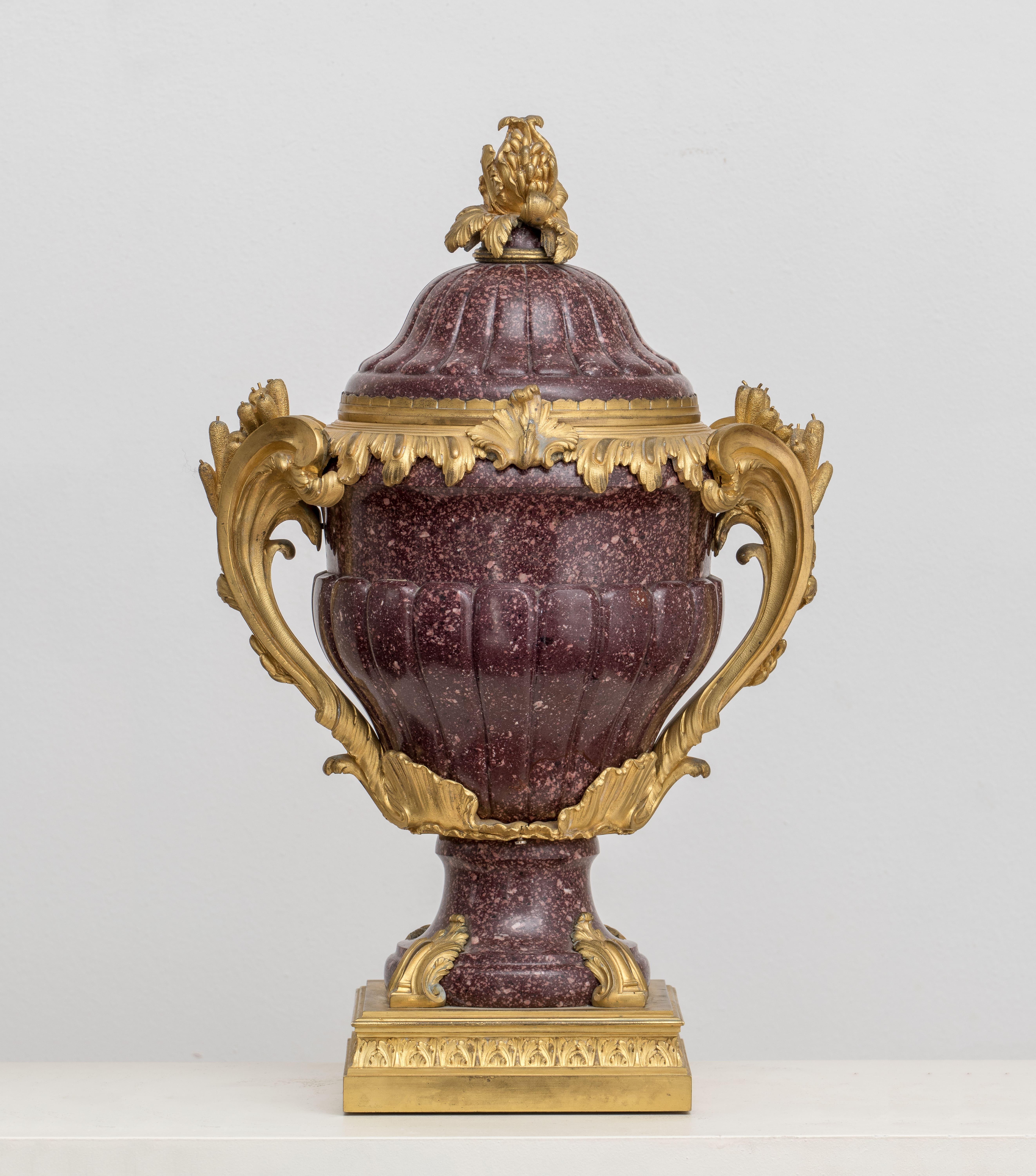 FRENCH MOUNTED PORPHYRY VASE For Sale 2