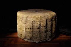 ANTIQUE ITALIAN LARGE CIRCULAR FRAGMENT OF A FLUTED COLUMN