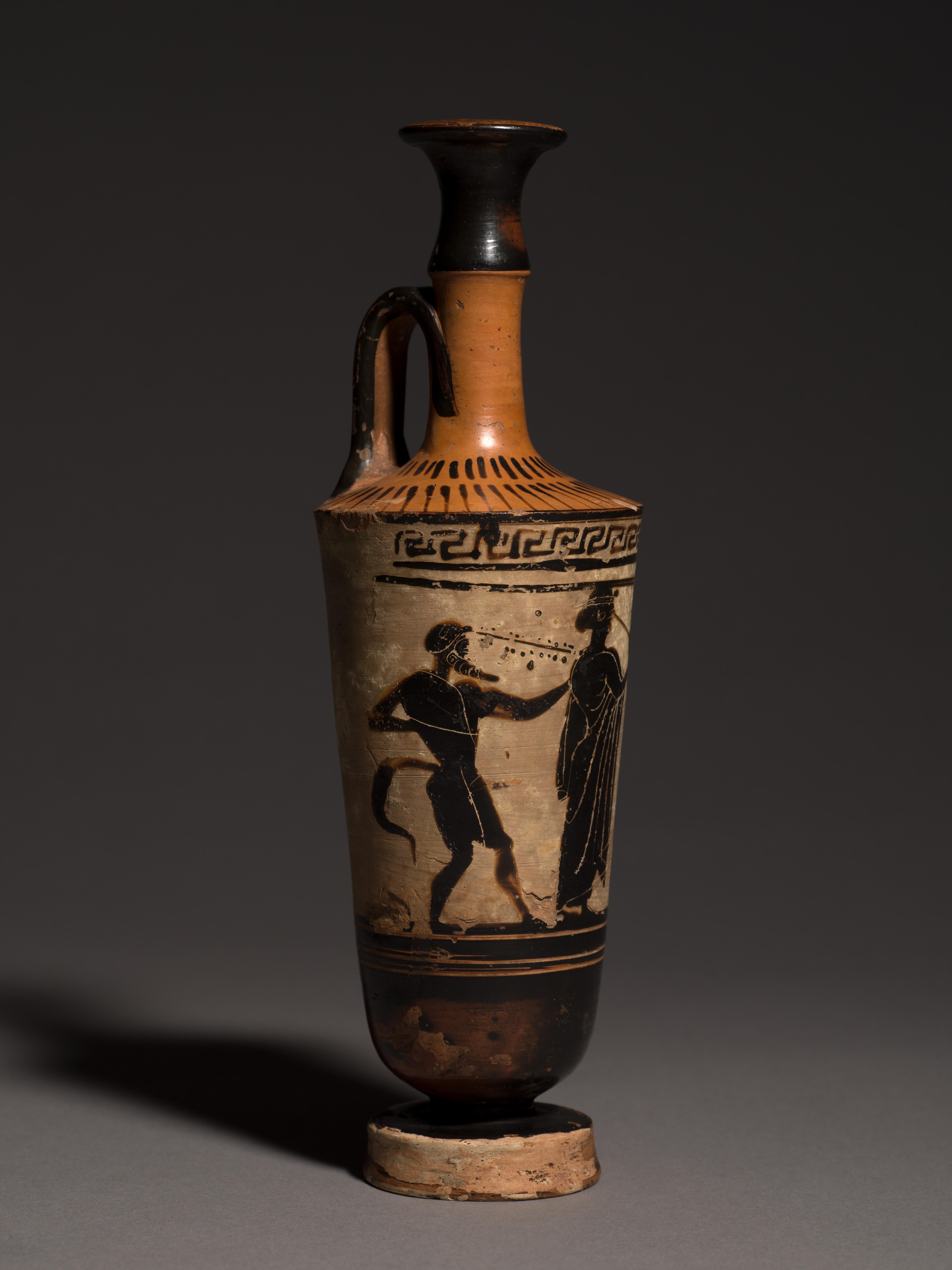 Attic Terracotta Black Figure Lehythos Vase Ancient Greece 5th Century BC - Art by Unknown