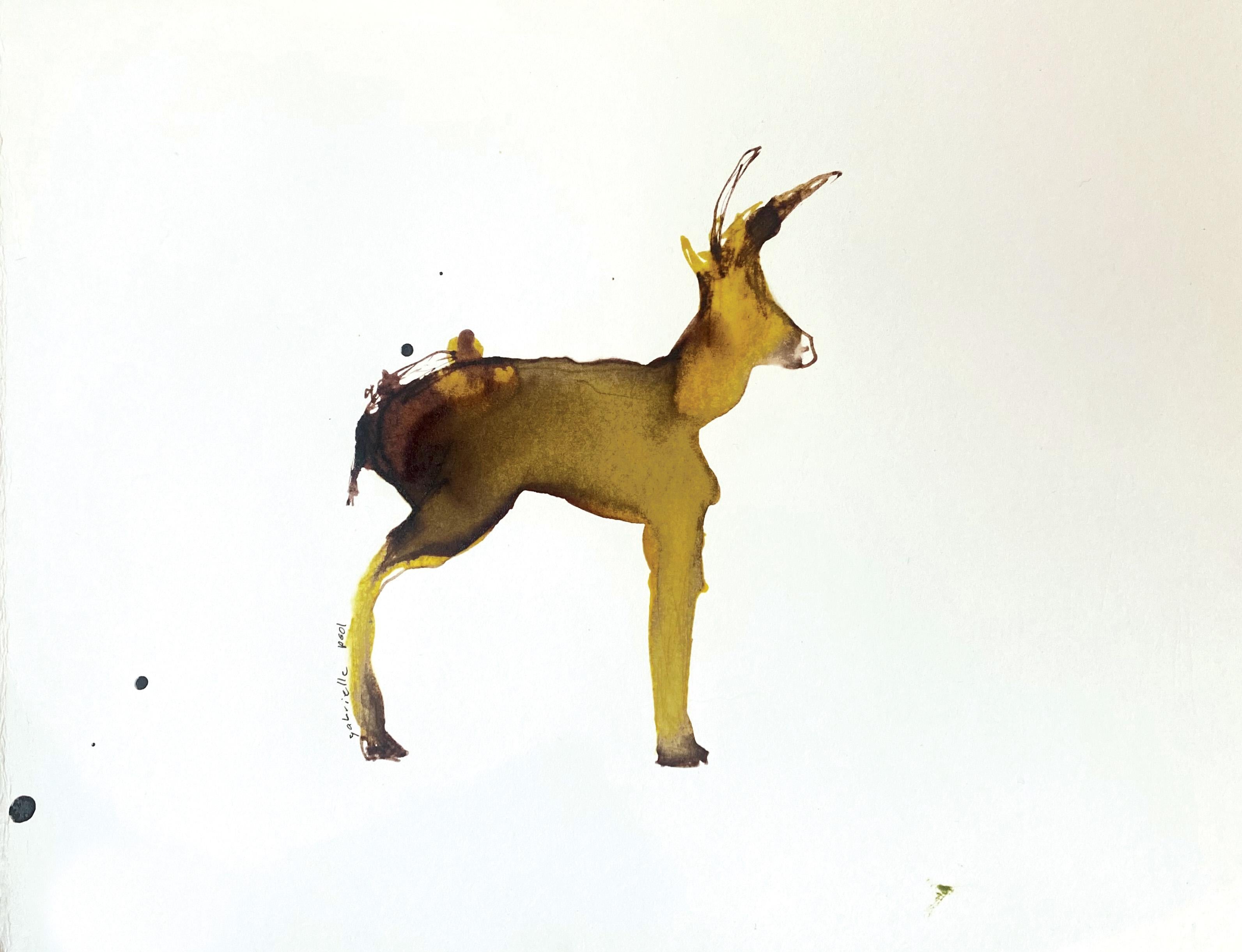 Renée - Gabrielle Pool - Stravagante disegno a inchiostro di un'antilope africana in vendita 3